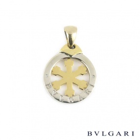 Bvlgari Steel and Gold Small Snowflake Tondo Pendant